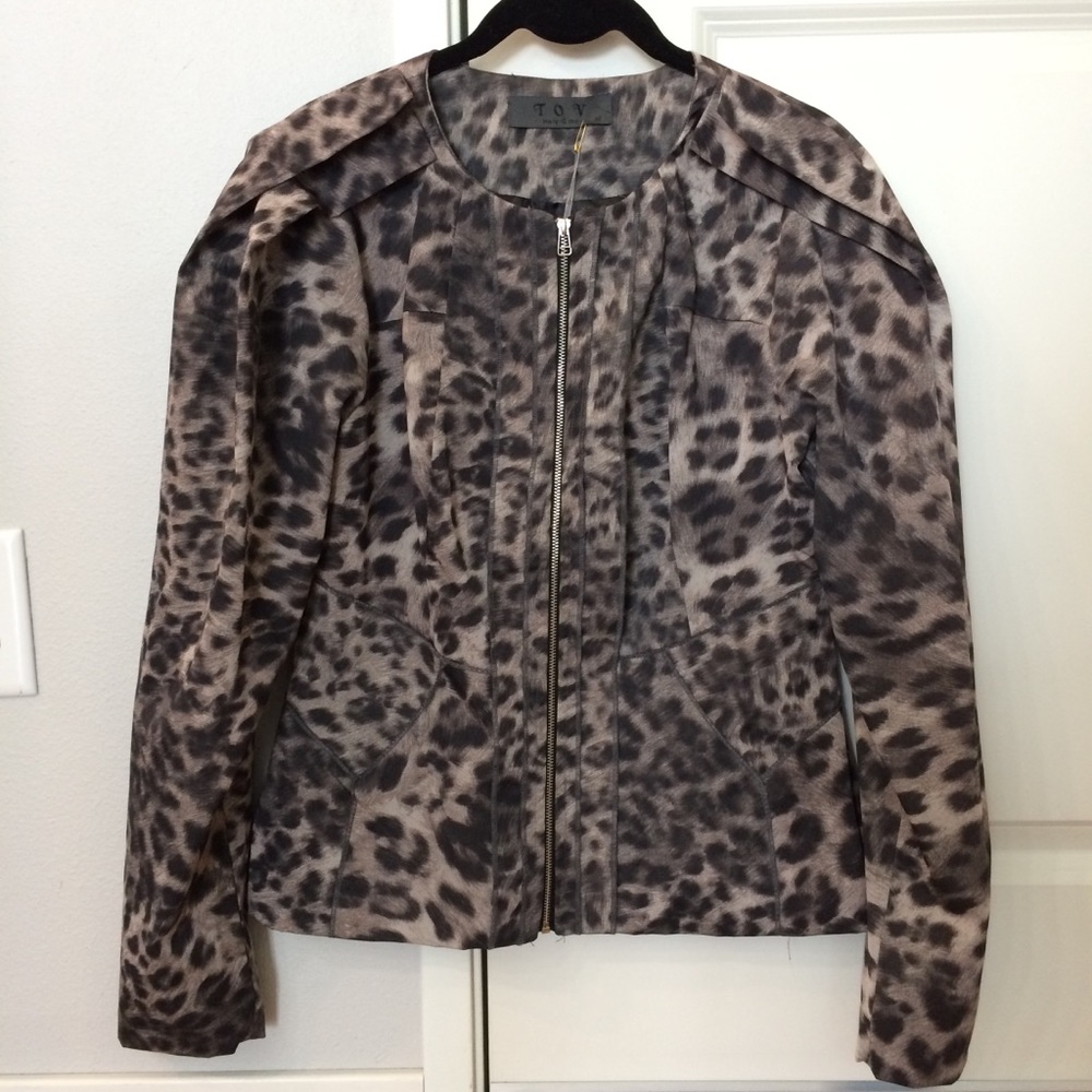 ✨NWT TOV Holy Leopard Print Statement Moto Jacket - Picture 1 of 8